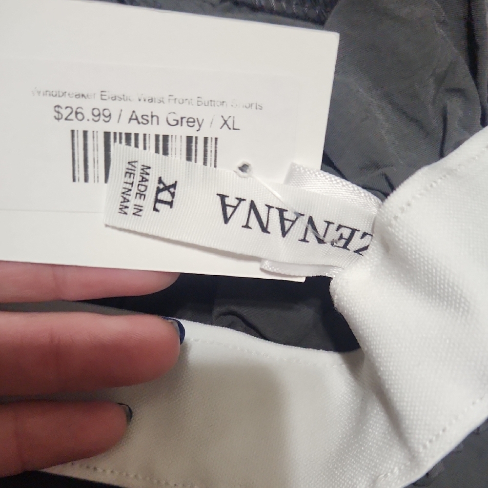 Zenana Outfitters Ash Grey Windbreaker Shorts - Picture 2 of 3